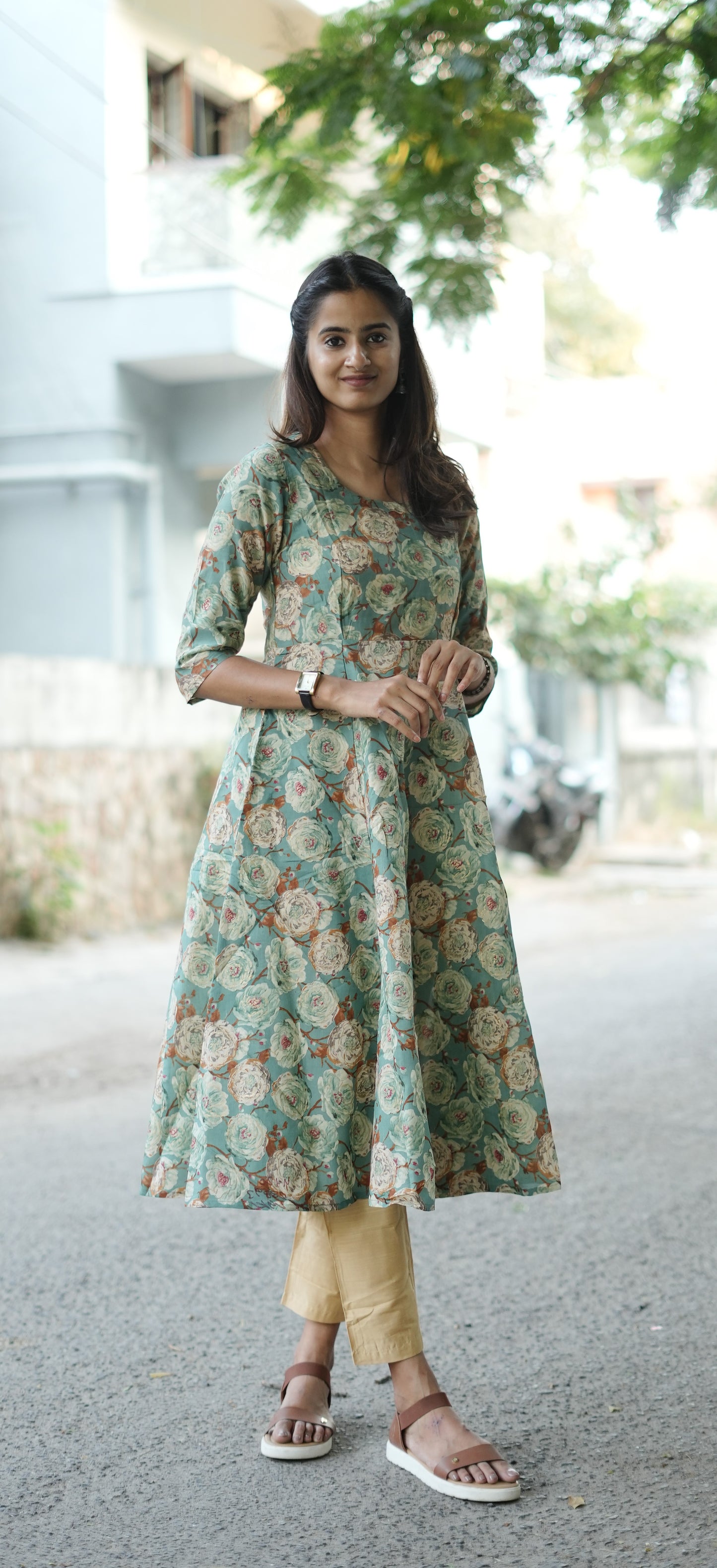 Eka - Green Silk Blend Anarkali