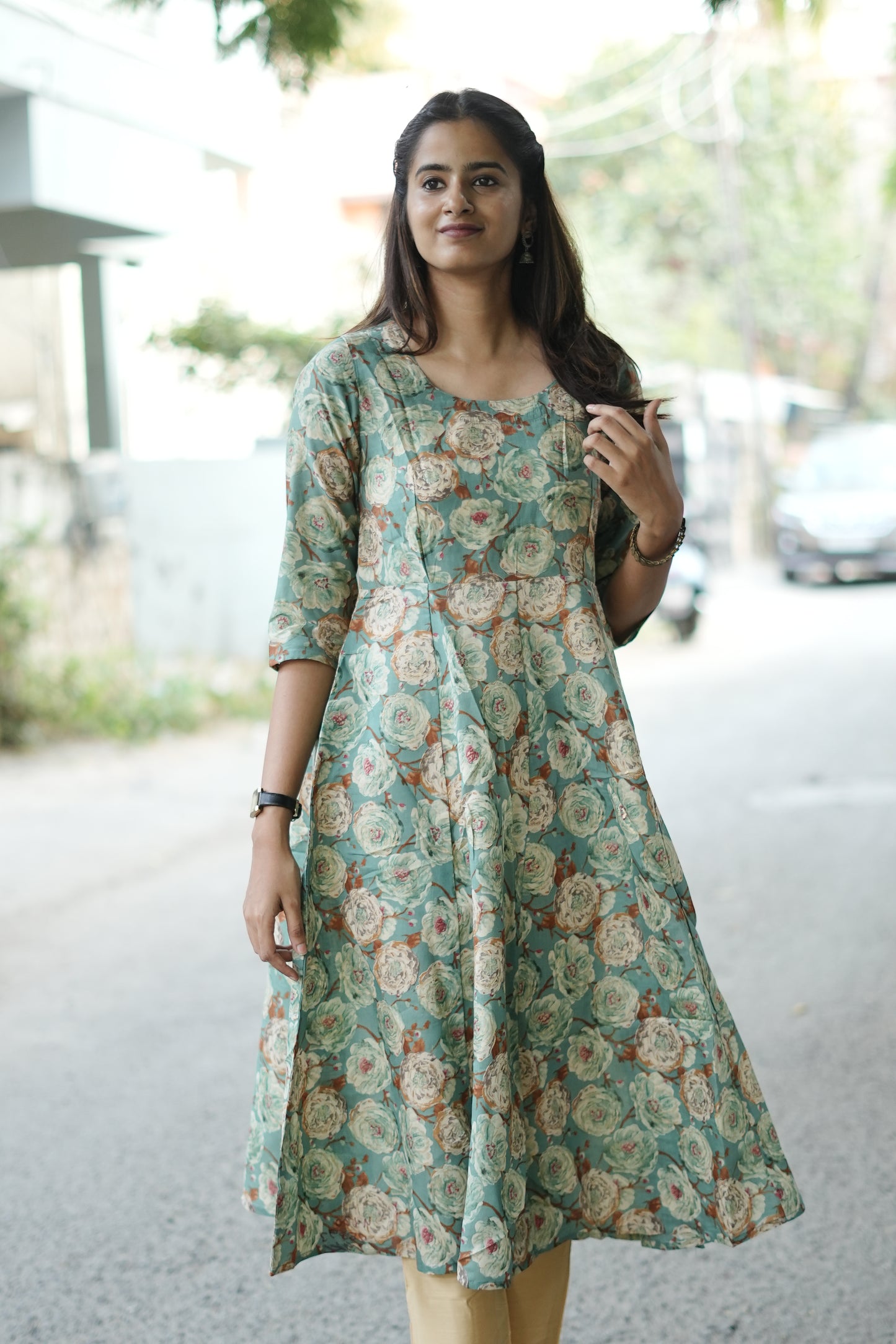 Eka - Green Silk Blend Anarkali