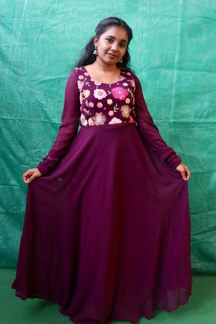 Manvi - Georgette Maxi - Purple