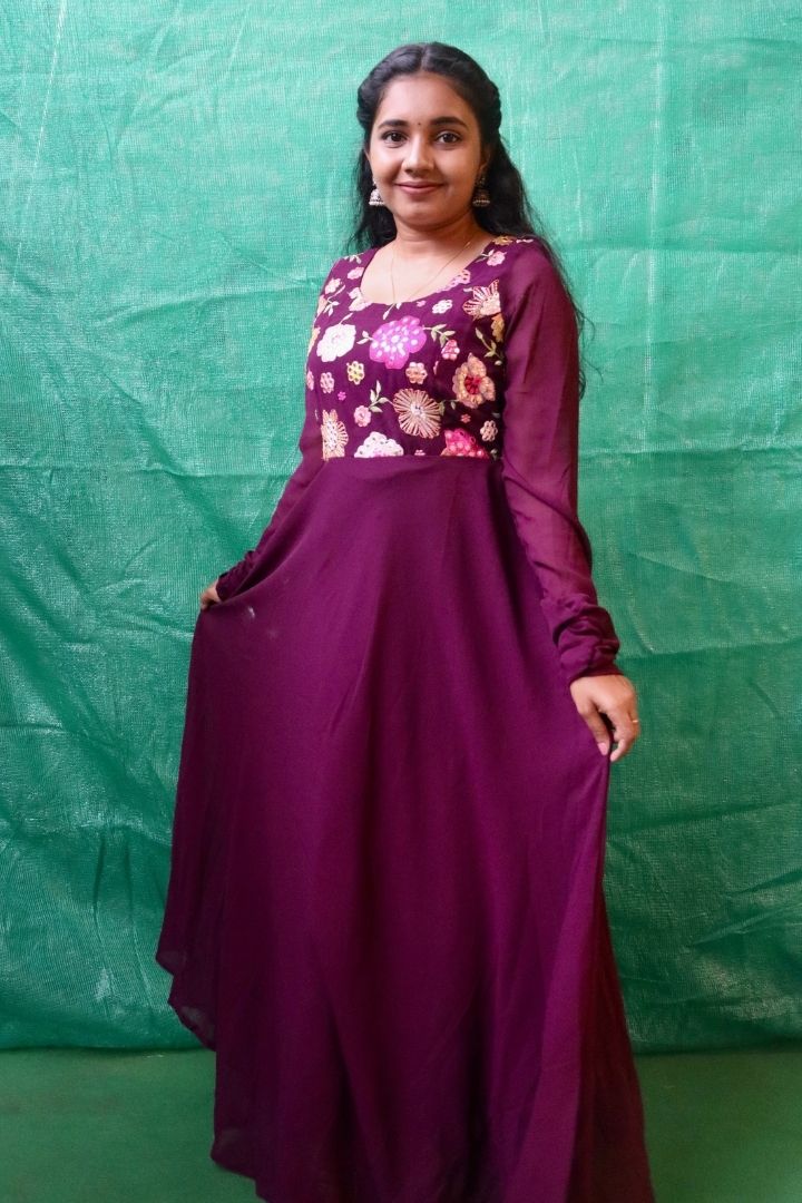 Manvi - Georgette Maxi - Purple