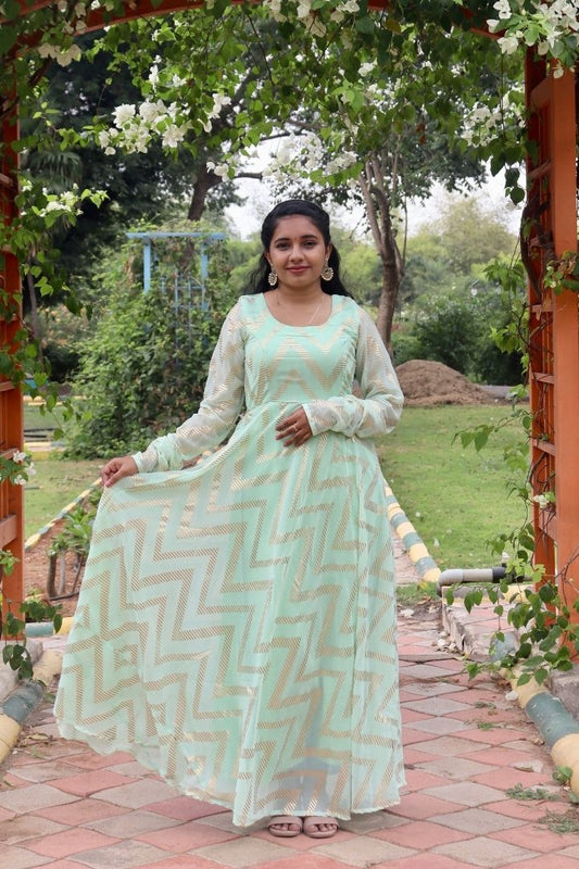 Disha - Georgette Maxi - Pista green