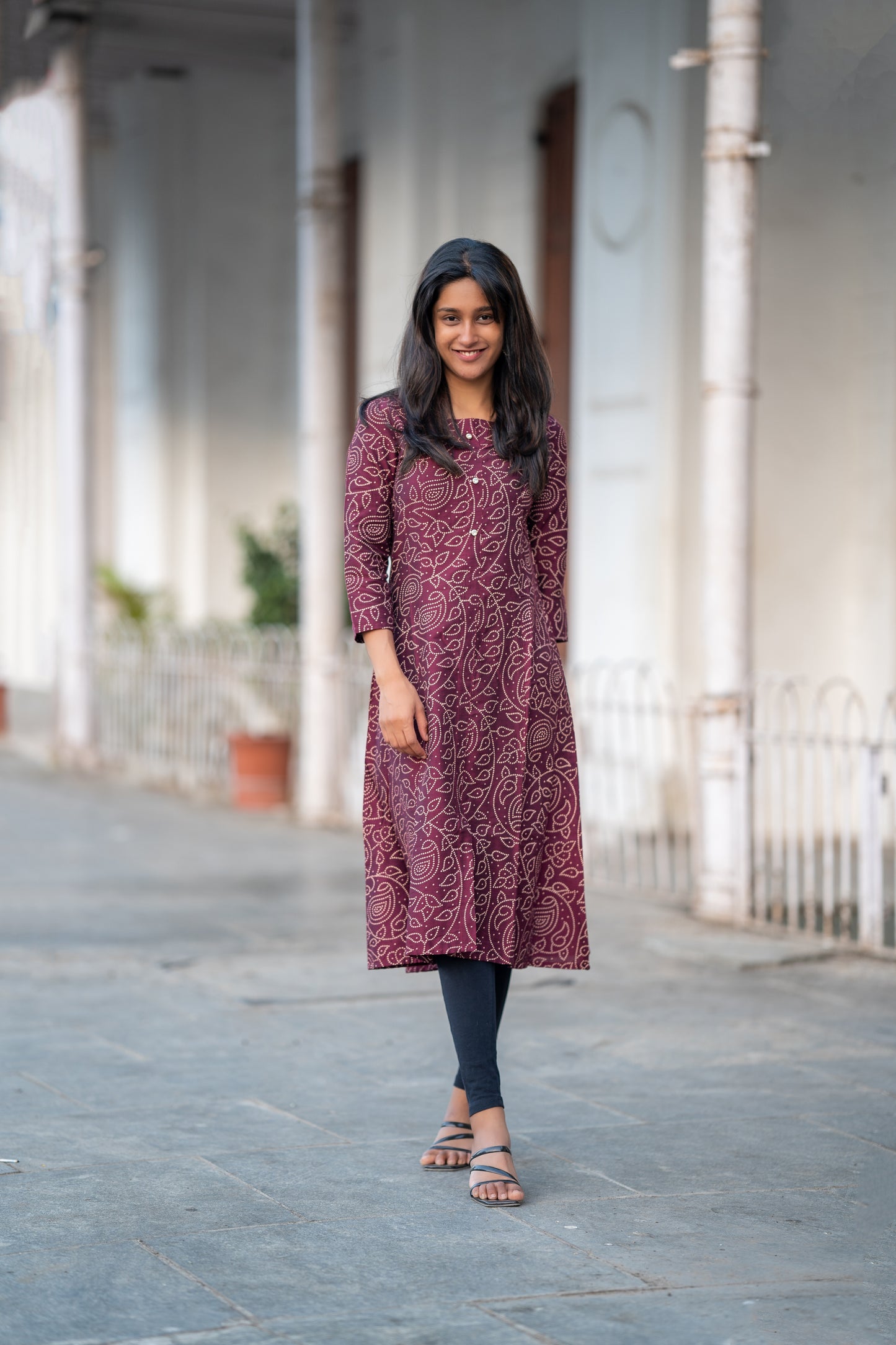 Athira - Brown printed silk kurtas