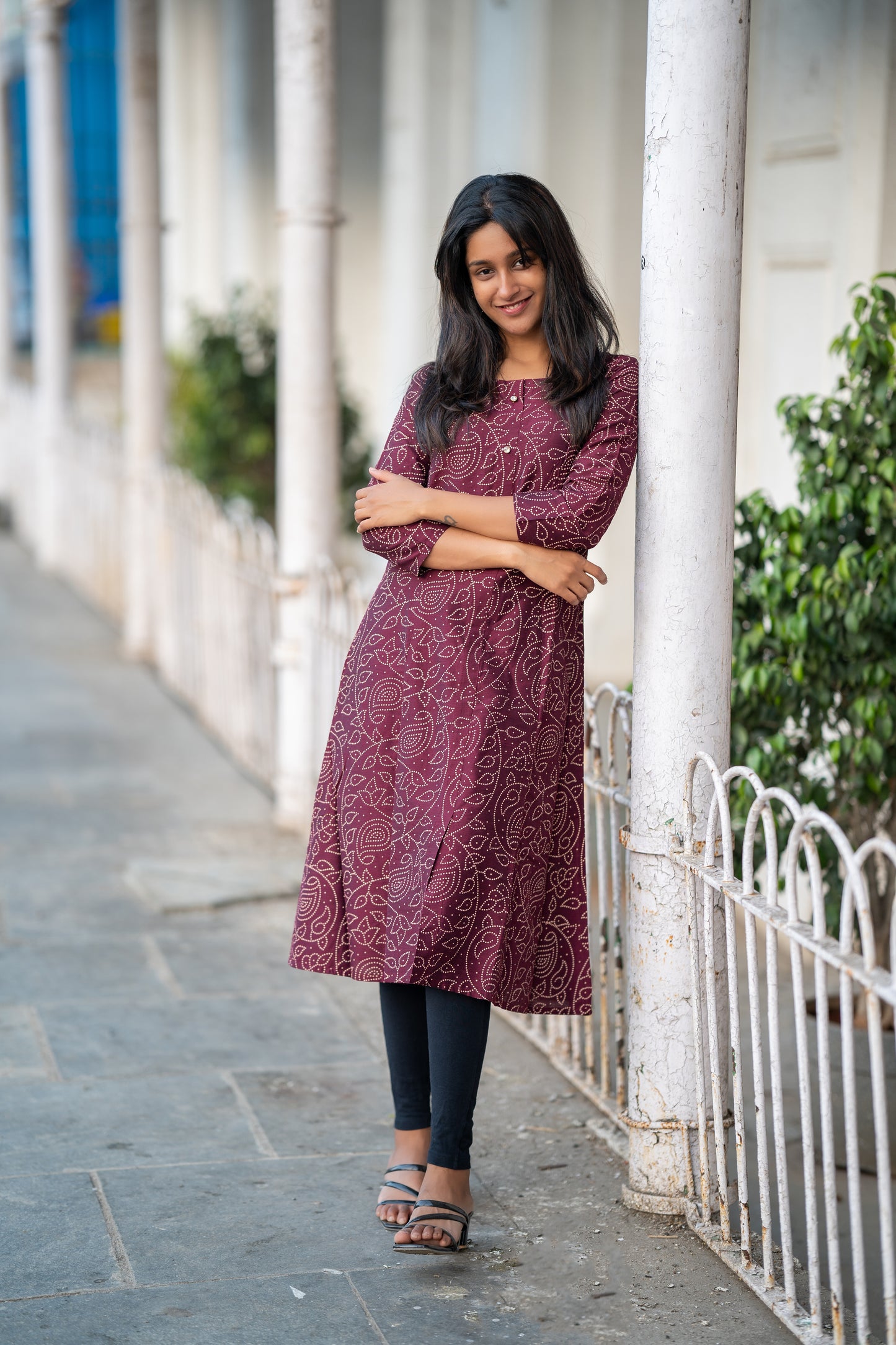 Athira - Brown printed silk kurtas