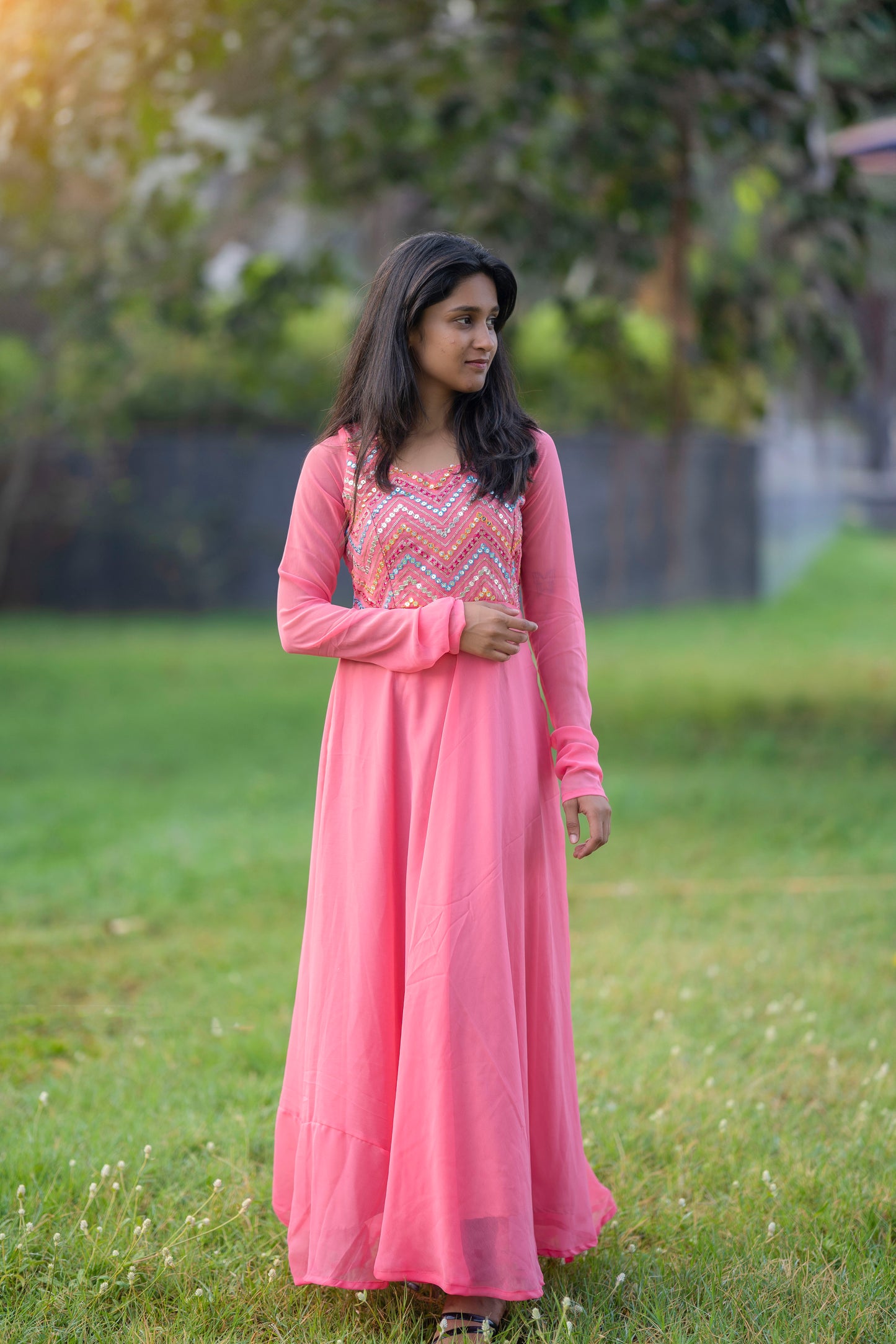 Taru - Georgette Maxi - Peach