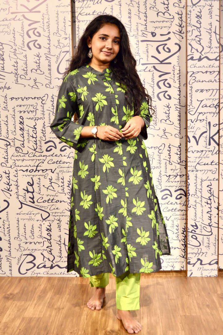 Grey Printed Kurta