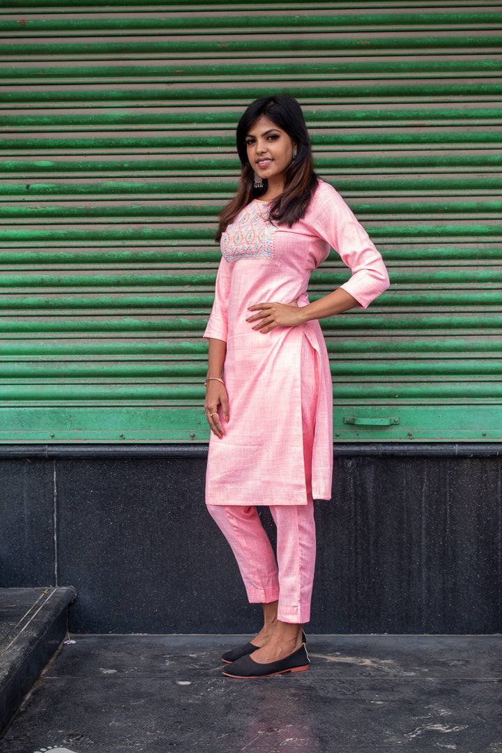 Freesia Ombre Anarkali Kurta Set - Pink – Beige India