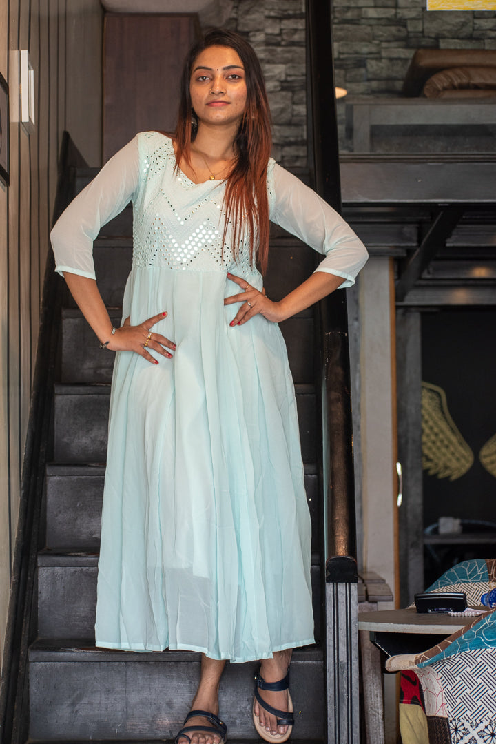 Georgette Anarkali - Blue